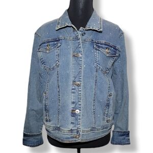Mili D. Jeans Women's Blue Wash Bedazzled  Denim Jacket